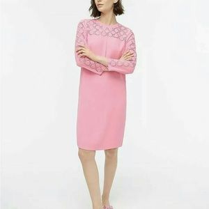J. Crew Pink Lace Sleeve Dress
